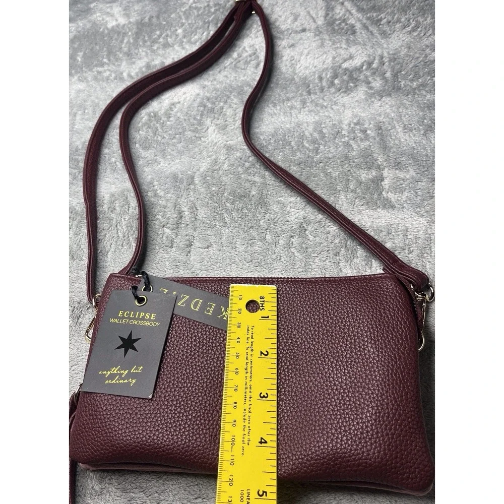 KEDZIE Eclipse Convertible Purse Wallet‎ Crossbody Bag Vegan Leather Brown